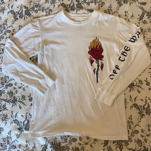 Vans off the wall long sleeve flaming rose unisex tee shirt size small